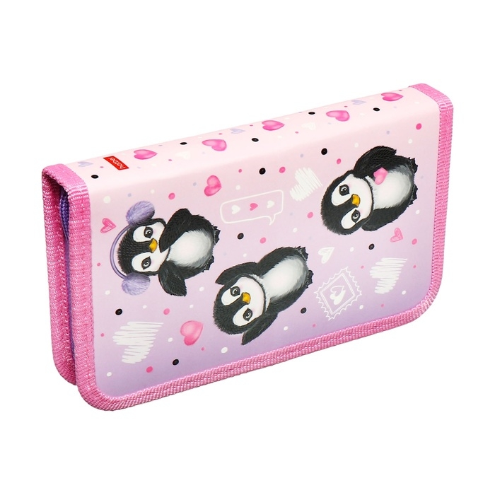 Пенал 1 секция 105 х 190 мм, Hatber Пенал 1 секция 105 х 190 мм, Hatber "Пингвиненок Ми-ми", ламинированный картон, розовый (объёмный 3D-рисунок) NPn_43014