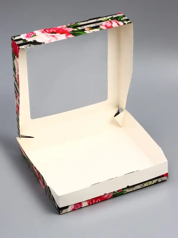 Коробка складная «Весенние пионы» 20×20×4 см