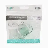 Соска - пустышка силиконовая классическая M&B, от 6 мес., с колпачком, зеленый