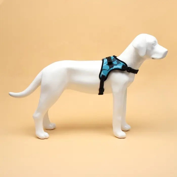 Шлейка К7, размер XL, ОГ 74-92 см, вес 28-47.5 кг, мягкая, светоотражающая, голубая