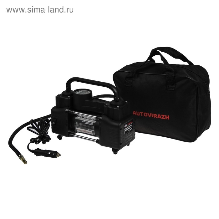 Компрессор автомобильный, двухцилиндровый Компрессор автомобильный, двухцилиндровый "AUTOVIRAZH" 95 л/мин с цифровым манометром AV-010999