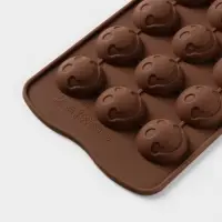 Форма для конфет и шоколада Доляна &laquo;Шарик смайл&raquo;, силикон, 20&times;10 см, 15 ячеек, коричневая