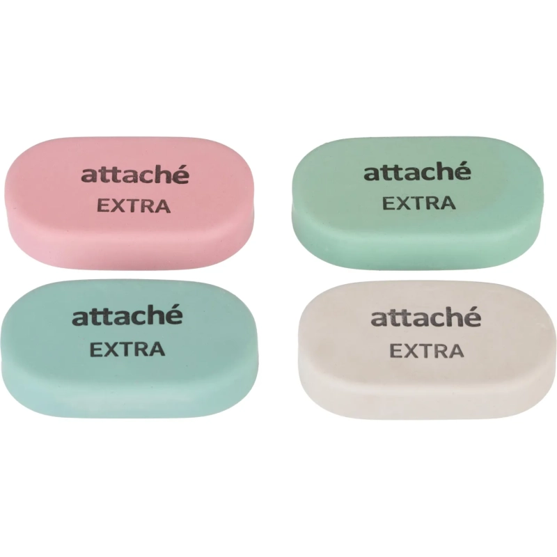 Ластик овальный Attache Extra, нат.каучук, 45x28x10мм, пастельн.ассорти