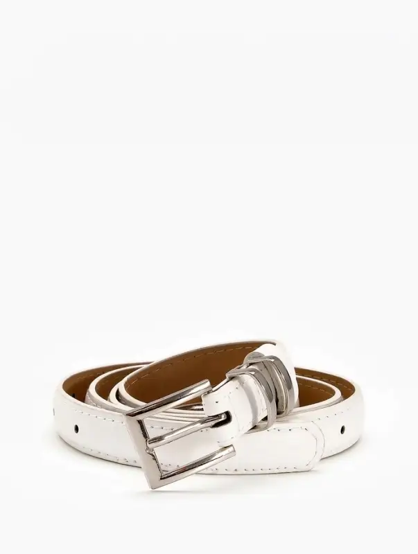 Ремень жен 03-01-02-01, Июнь2502, 2*0,3*110 см, без винта, пряж металл, 1 прокол, белый