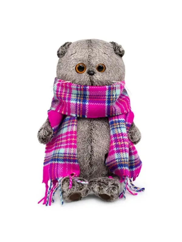 Мягкая игрушка &laquo;Басик&raquo;, в ярко-розовом шарфе, 22 см