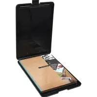 Планшет с прижимом формат А4 пластик черный, с коробкой для хранения бумаг