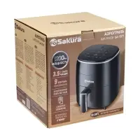 Аэрогриль Sakura SA-7671, 3.5 л, 1200 Вт, 9 программ, таймер, от 80 до 200&deg;C, чёрный