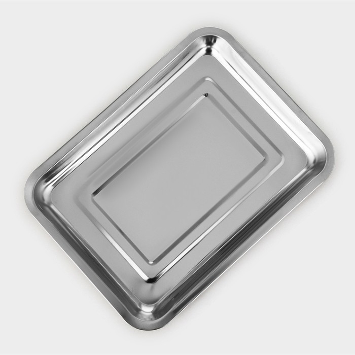 Противень из нержавеющей стали, 35×26×3,5 см, цвет хромированный Противень из нержавеющей стали, 35×26×3,5 см, цвет хромированный