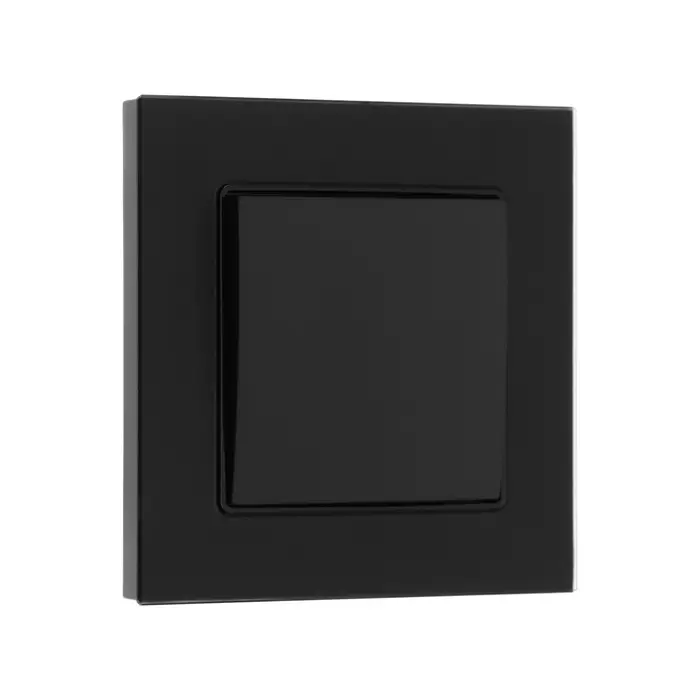 Выключатель проходной TOT Matte Glass, 10 А, 1 клавиша, скрытый монтаж, стеклянная рамка, чёрный