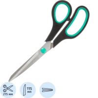 Ножницы Attache 215 мм с пласт. прорезин. руч.Attache цвет зелен/черн