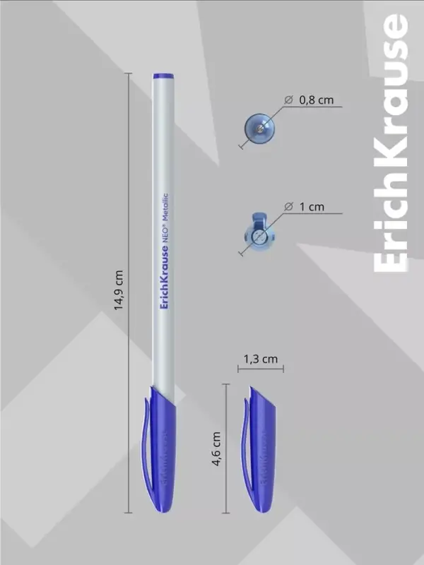 Ручка шариковая ErichKrause Neo Stick Metallic, узел 0.7 мм, синяя