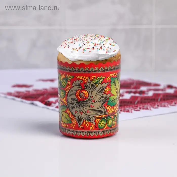 Форма бумажная для кулича «Хохлома», 70×85 мм, МИКС Форма бумажная для кулича «Хохлома», 70×85 мм, МИКС