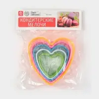 Формы для печенья Доляна &laquo;Сердце&raquo;, набор 5 шт., 10&times;9&times;3.5 см, пластик, МИКС