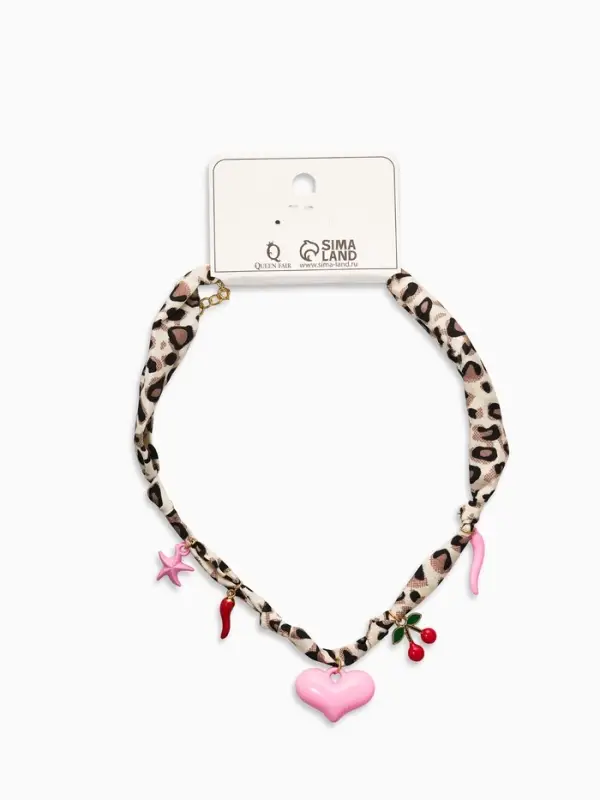 Колье "Новый стиль" микс подвесок, светлый леопард, в золоте 40+удл