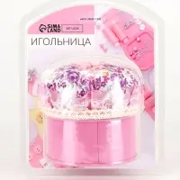 Игольница со шкатулкой для хранения мелочей, 8&times;7.8&times;7.8 см, цвет розовый