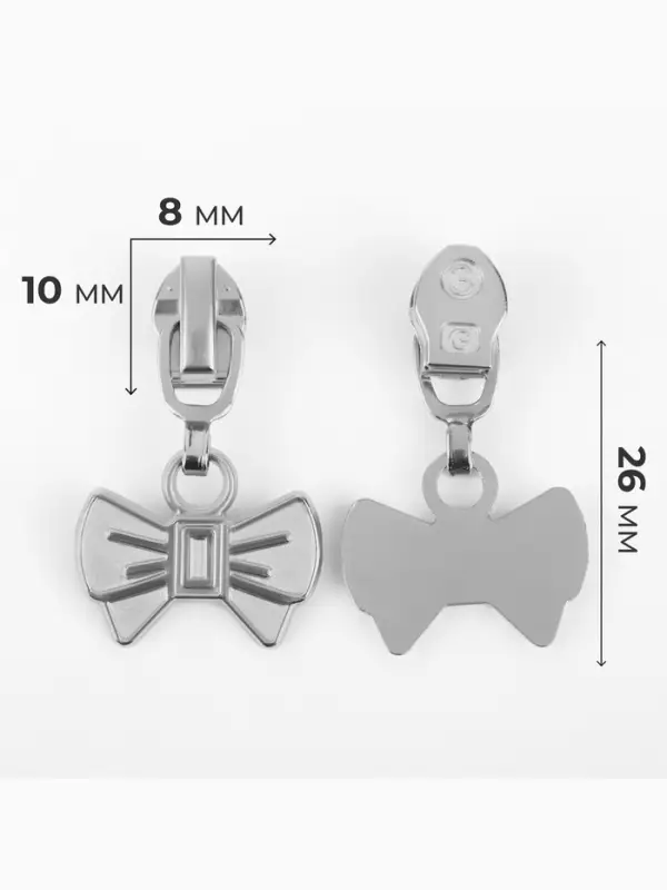 Бегунок для молнии &laquo;Спираль&raquo;, №3, &laquo;Бант&raquo;, 10 шт., цвет никель