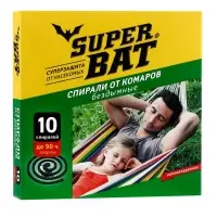 Спирали от комаров "SuperBat", зелёные, бездымные, 10 шт