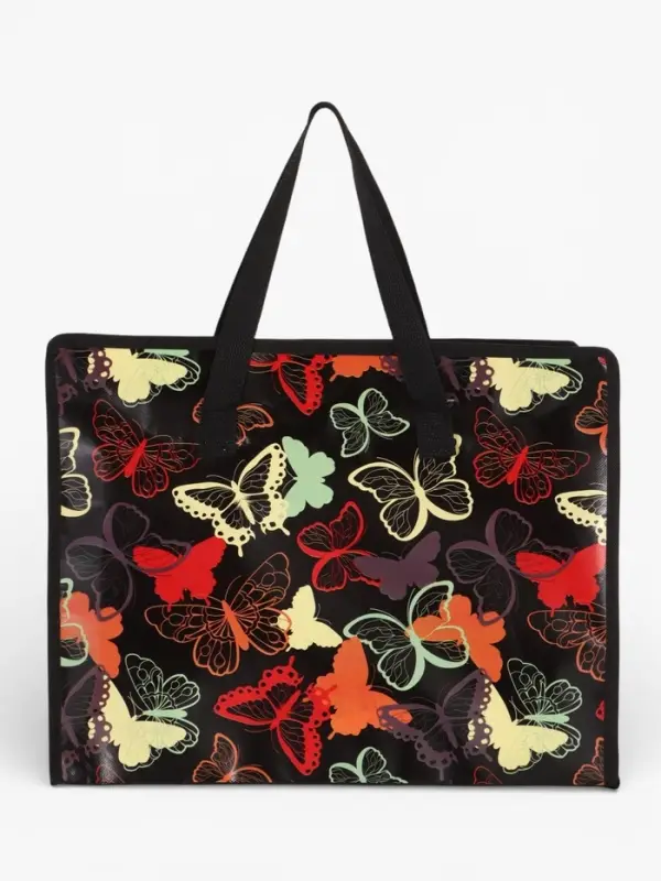 Сумка хоз Бабочки, 40*15*30, отдел на молнии, черный