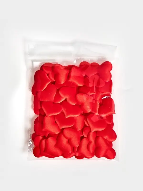 Сердечки декоративные атласные 3.5 см, красные, 100 штук