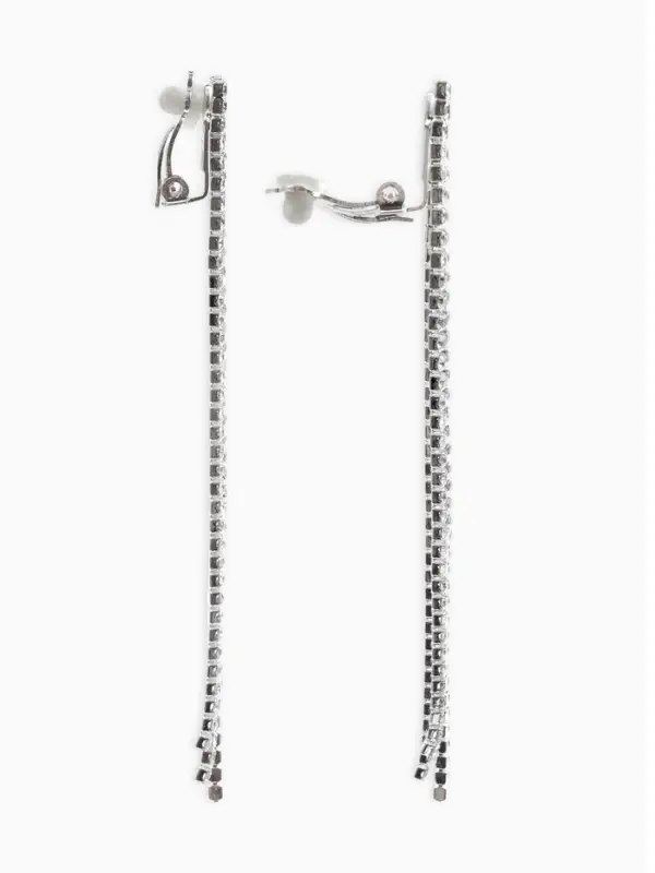 Серьги клипсы для ушей QF &laquo;Лёд&raquo;, тройная сплошная, белые в серебре