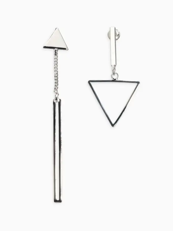Серьги висячие &laquo;Геометрия&raquo;, треугольники, цвет серебро, 12 см
