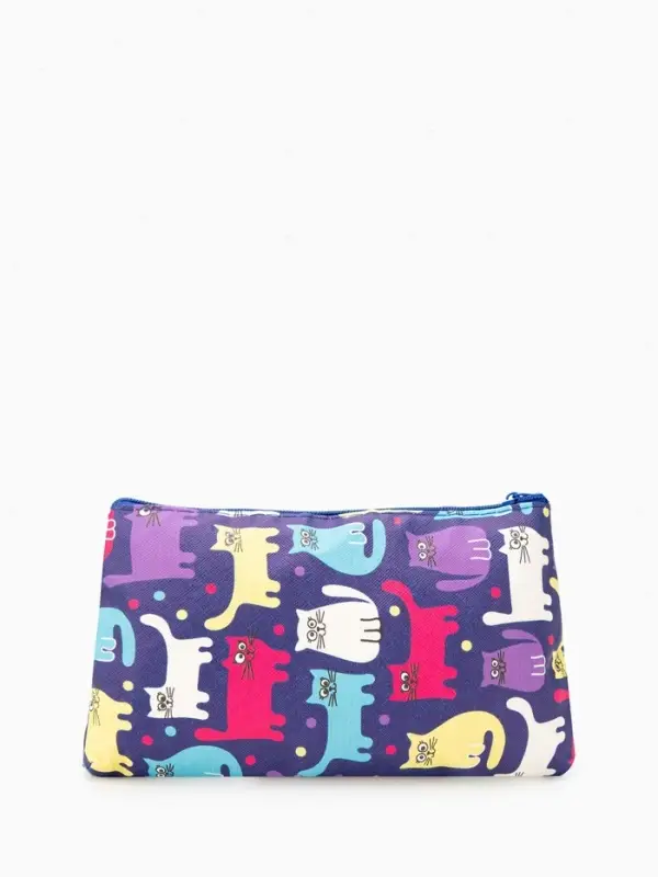 Косметичка - пенал &laquo;Котики&raquo;, на молнии, плоская, с рисунком, разноцветная