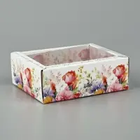 Коробка складная с пластиковой крышкой &laquo;Цветочные грёзы&raquo;, 11.5&times;9&times;4 см