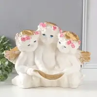 Фигура с подставкой под мелочи "Три ангела" белый, 30х23х16 см