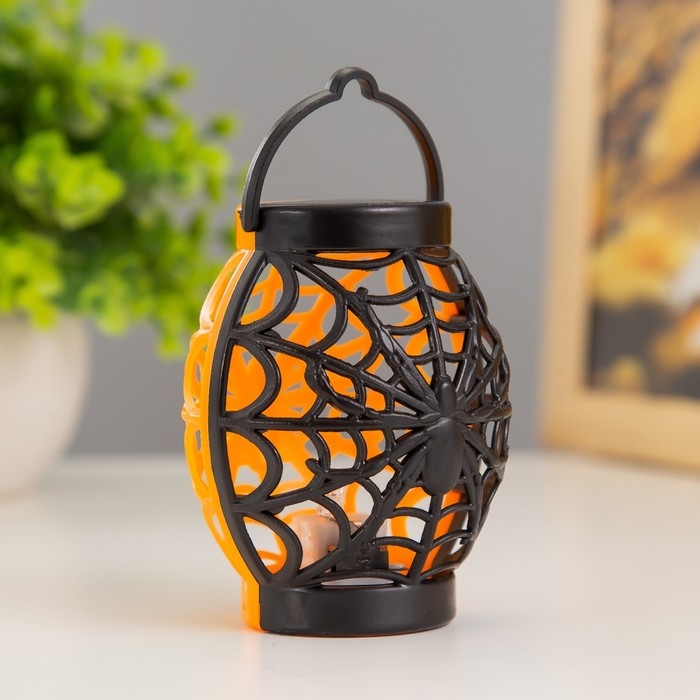 Ночник Ночник "Паутина" LED RGB 3хAG10 оранжевый черный 6х6х9 см RISALUX