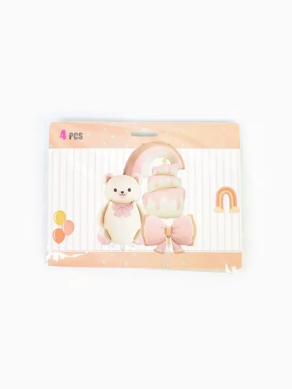 Воздушные шары фольгированные, набор &laquo;День рождения, розовый&raquo;, 4 шт.