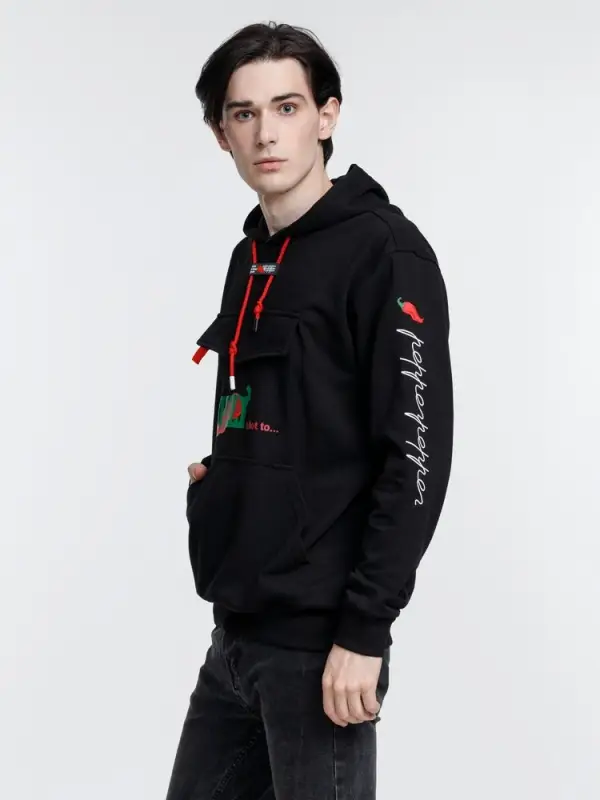 Худи унисекс с карманом на груди Chest Pocket, черное, размер XS/S Худи унисекс с карманом на груди Chest Pocket, черное, размер XS/S