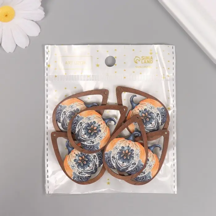 Декор для творчества дерево "Тыква с узором" 4,9х3,3х0,3 см Декор для творчества дерево "Тыква с узором" 4,9х3,3х0,3 см