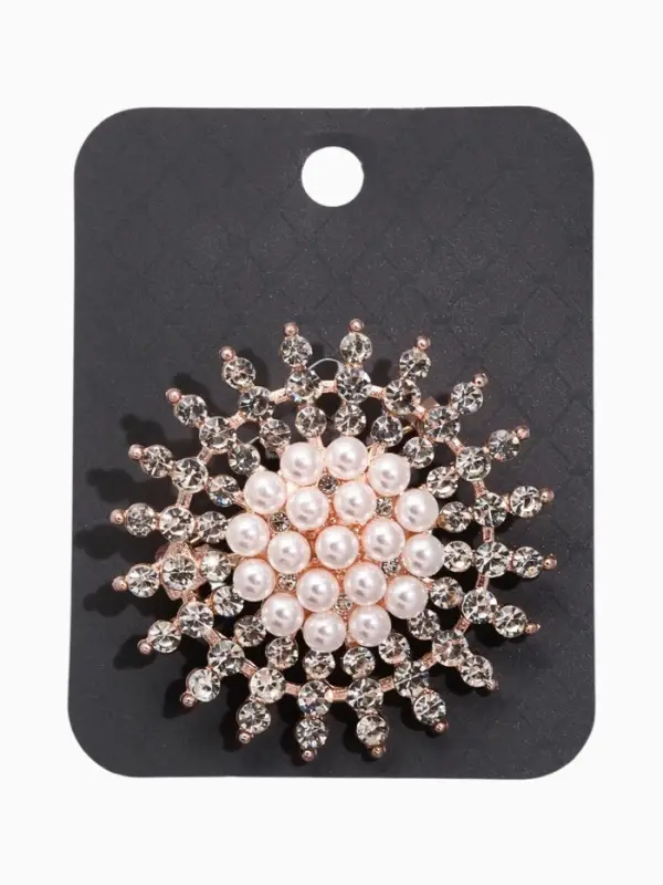 Брошь &laquo;Жемчужное сияние&raquo;, белая в розовом золоте