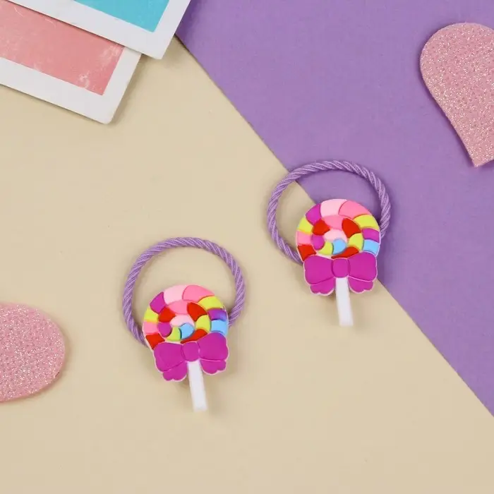 Резинка для волос  Резинка для волос "Крошка" (набор 2 шт) конфетка,3 см ,сиреневый