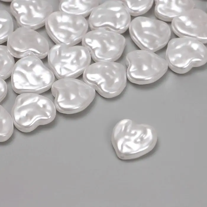 Бусины пластиковые на нити &laquo;Жемчуг&raquo;, 1.4&times;1.4&times;0.6 см, набор 90 шт., цвет белый