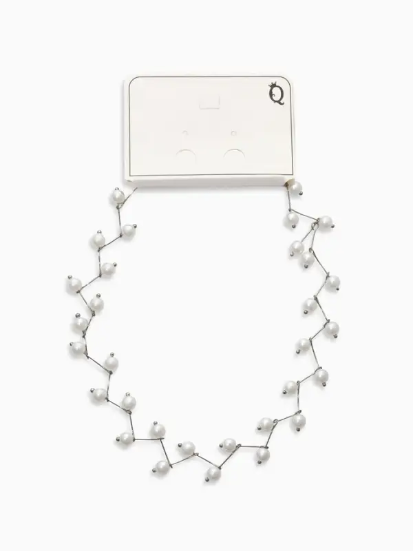 Бусы с жемчугом &laquo;Цветущая дорожка&raquo;, шар №4, белые в серебре, L=38 см