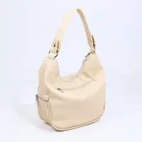 Сумка - мешок женская на молнии, 26&times;10&times;26 см, бежевая