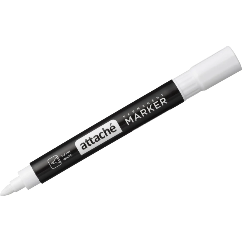 Маркер перманентный Attache, 2-3 мм, белый, кругл. наконечник, масл. основа