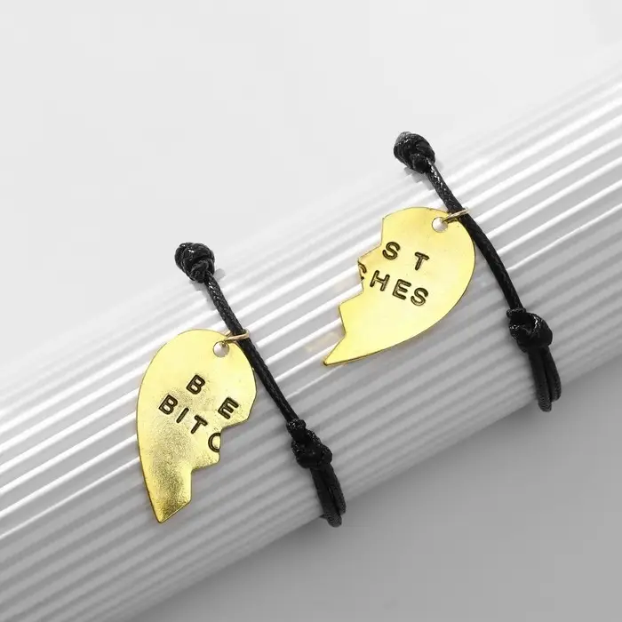 Браслеты парные «Неразлучники» сердце стервы, цвет чёрный, 7 см