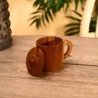 Кружка с крышкой, 11×8.5×10.5 см, тиковое дерево