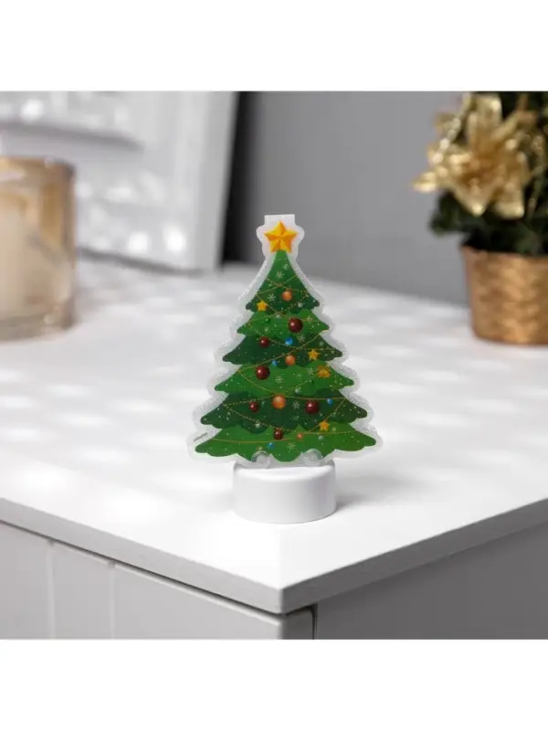 Световая картинка на подставке &laquo;Ёлочка&raquo;, 11 см, 1 LED, от батареек, свечение тёплое белое