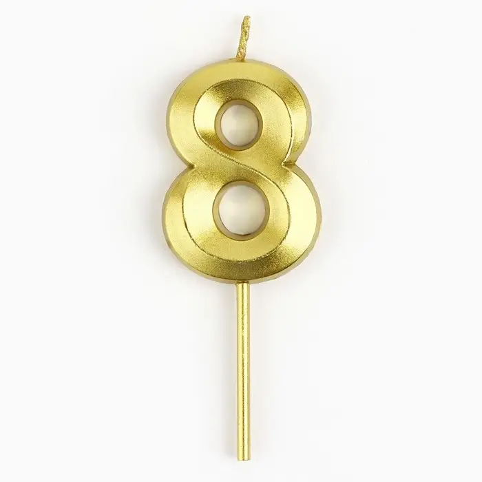 Свеча цифра для торта &laquo;8&raquo;, золото, 2,3 х 8 см
