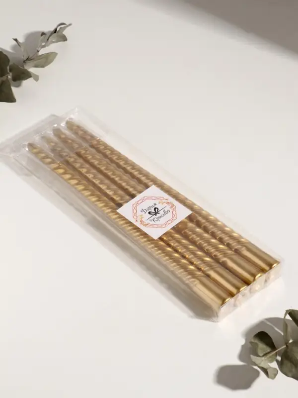 Набор свечей витых, 2.2&times;30 см, 4 шт., золотой металлик