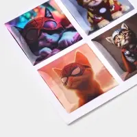 Объемные 3D стикеры на телефон &laquo;Котики - супергерои&raquo;, 4 шт., 3&times;3 см