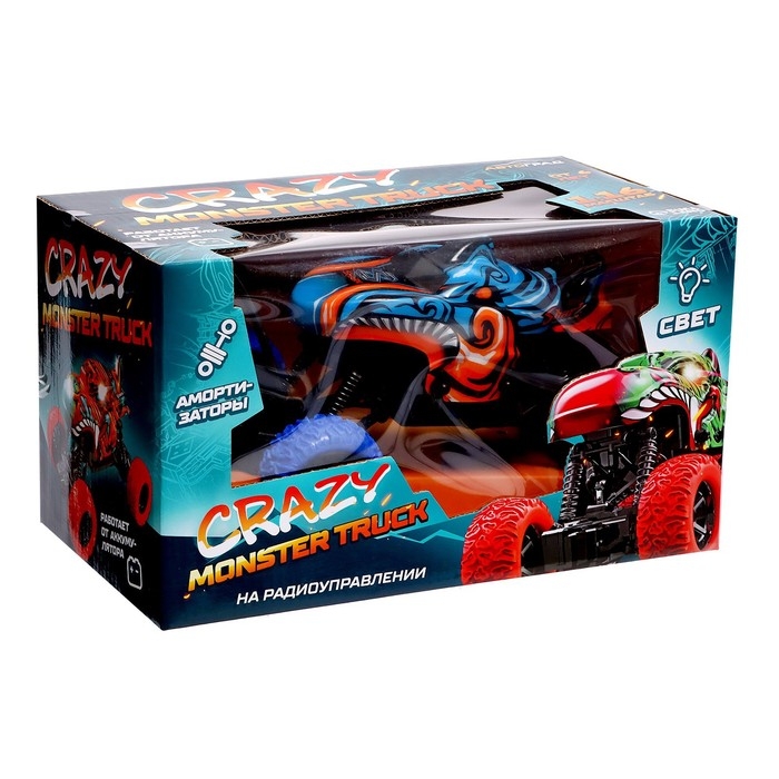 Джип радиоуправляемый MONSTER, 1:16, свет, работает от аккумулятора, цвет синий Джип радиоуправляемый MONSTER, 1:16, свет, работает от аккумулятора, цвет синий