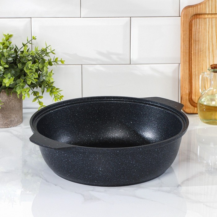 Жаровня, 3 л, d=28 см, h=8,5 см, антипригарное покрытие, цвет тёмный мрамор Жаровня, 3 л, d=28 см, h=8,5 см, антипригарное покрытие, цвет тёмный мрамор