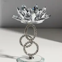 Стеклянный подсвечник на 1 свечу &laquo;Лотос на кольцах&raquo;, d=4 см, 11.2&times;9&times;16.5 см