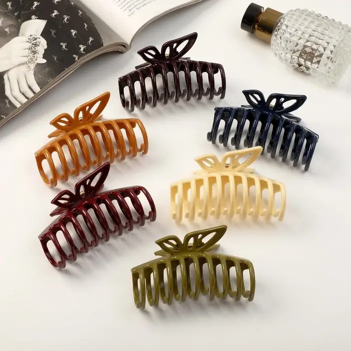 Крабик для волос &laquo;Глянец&raquo;, полоски бабочка, 9 см, МИКС