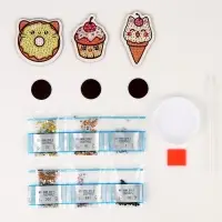 Алмазная мозаика на деревянном магните для детей &laquo;Сладости&raquo;, набор для творчества