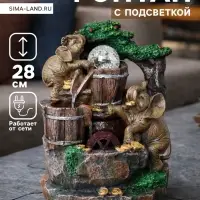 Фонтан настольный &laquo;Слоны с монетами&raquo;, 19&times;28 см, с подсветкой